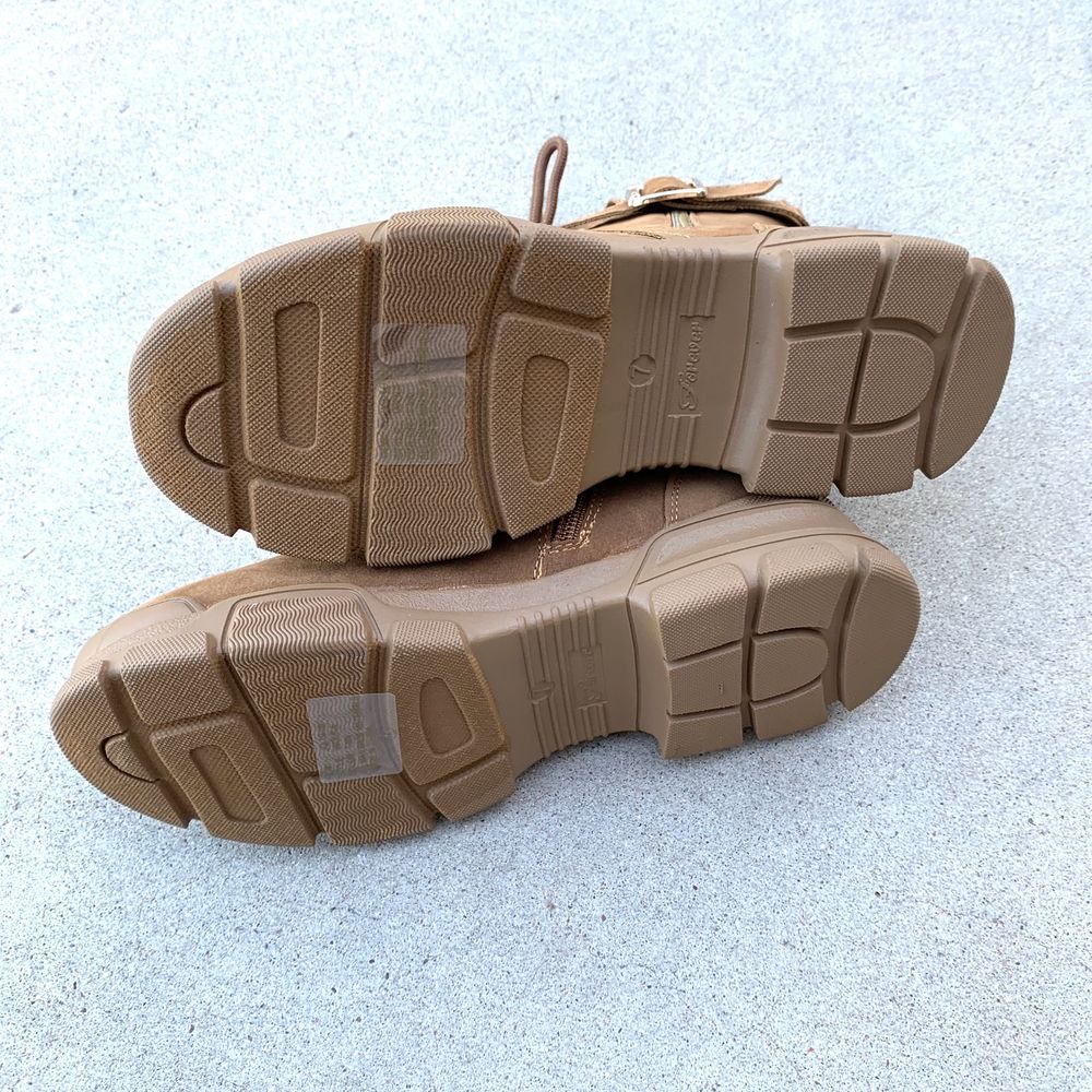New Camel Brown Lace Zip Up Combat Moto Boots - Picture 7 of 7